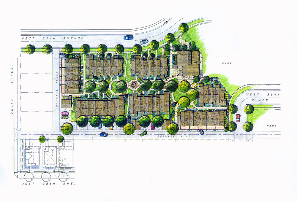 Site plan of Hearthstone Cohousing in Denver, Colorado.